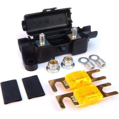 Kfz-Inline-Sicherungshalter 40 Ampere mit plattierter Sicherung, Midi-Sicherungsklemmen und Schrumpfschlauch (1/5)