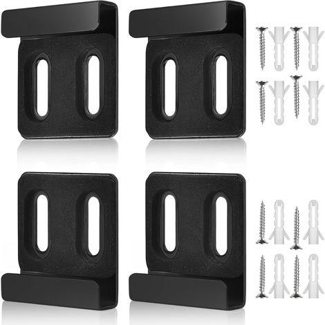 APEX 4 Pièces Fixation Miroir Mural, Double Trous Supports de Miroirs Muraux, Noir Fixation pour Miroir, avec 8 Vis et 8 Chevilles D'expansion, pour Miroirs de 4 à 6 mm D'épaisseur (1/4)