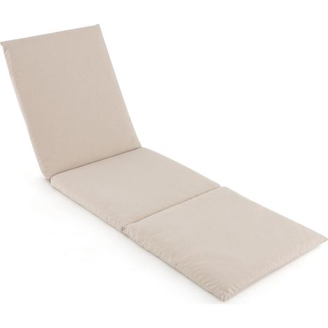 COSTWAY Cojin Tumbona 182X59X4,5Cm, Colchoneta Tumbona Exterior Impermeable con Correas de Fijación, Cierre de Gancho y Bucle, Colchón Tumbona Exterior Piscina Playa Terraza Balcón (Blanco) (1/5)