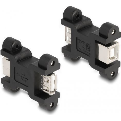Delock Adaptador USB 2.0 de Tipo-A hembra a Tipo-B hembra con conexiÃ³n de tornillo