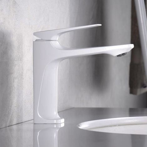 Grifo de lavabo Pistola de lavabo antisalpicaduras Blanco con manguera de entrada de agua de 60 cm (1/5)