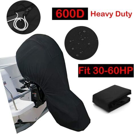 Housse de moteur marin – Housse de moteur hors-bord complète avec tissu Oxford 600D résistant + revêtement en PVC, housse hors-bord compatible (30-60HP) (1/5)
