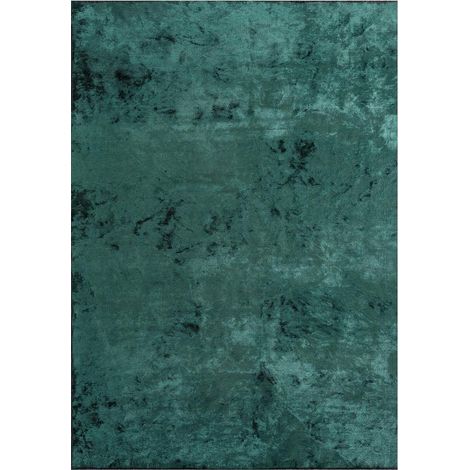 Tapis kilim tissé en coton 160x230 vert rectangle motif faux uni UNIVERS