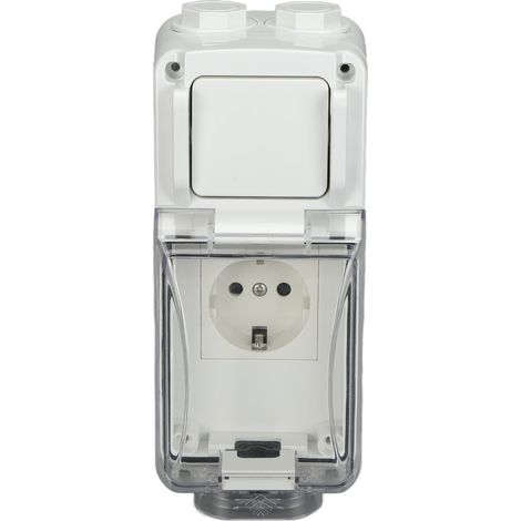 Prise étanche IP66 German avec interrupteur à bascule, usage extérieur jardin, 250V 16A, boîtier résistant aux intempéries (1/5)