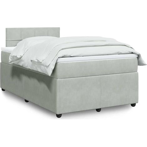 Boxspringbett mit Matratze Hellgrau 120x200 cm Samt