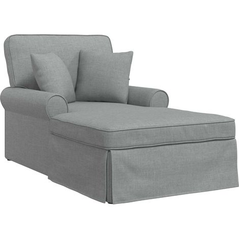 Chaise Lounge with Skirt with Cushion 3 pcs Light Grey Fabric vidaXL