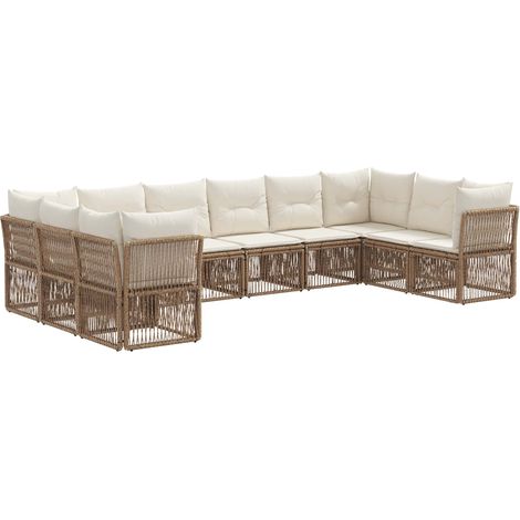 Gartensofa-set 10 pcs Beige Poly-Rattan vidaXL