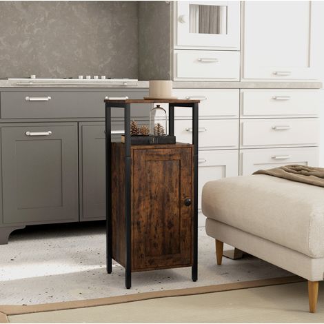 Tavolino industriale con vano contenitore, 34 x 30 x 80 cm, marrone, DESVIAE (1/5)