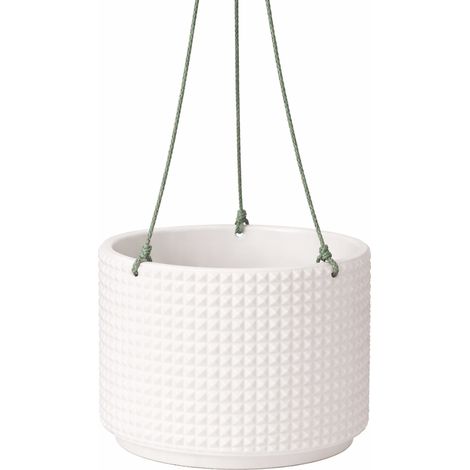 Maceta blanca colgante para interiores y balcones. (1/3)