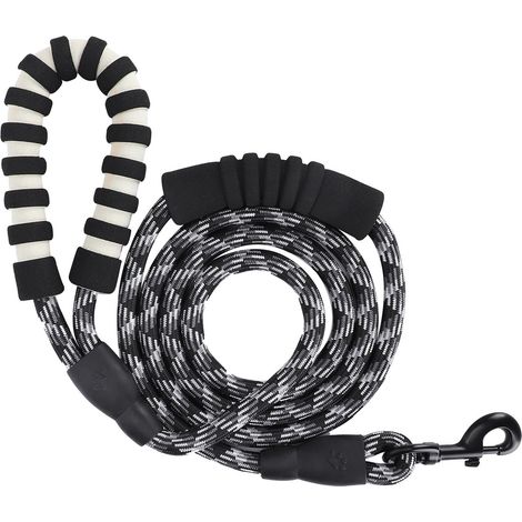 Reflektierende Sicherheitsleine für mittelgroße und große Hunde, ideal zum Laufen, Spazierengehen und Training (schwarz). (1/5)