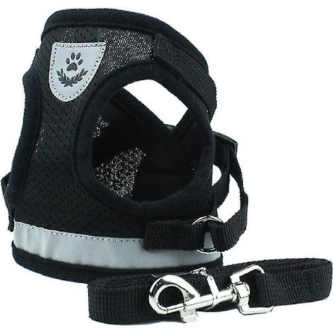 Arnés para gato, malla transpirable, 4 correas ajustables, hebillas de seguridad, talla XS, negro (1/5)