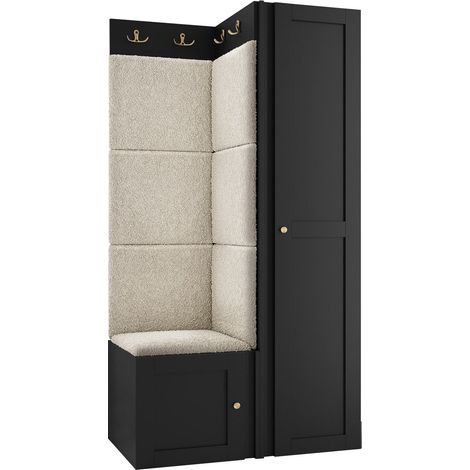 Conjunto para recibidor Hartford 381, Abriamo 3, 186x82x46cm, Aglomerado laminado, Tapiz, MDF, Montada en la pared, Colocada