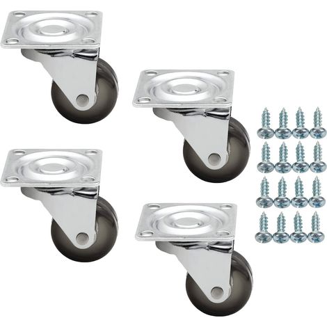 SOTECH 4 Stück Möbelrollen KIEL Ø 35 mm braun ohne Bremse (Feststeller) inkl. Schraubenset Belastbarkeit bis 100 kg (25 kg pro Transportrolle) (1/4)