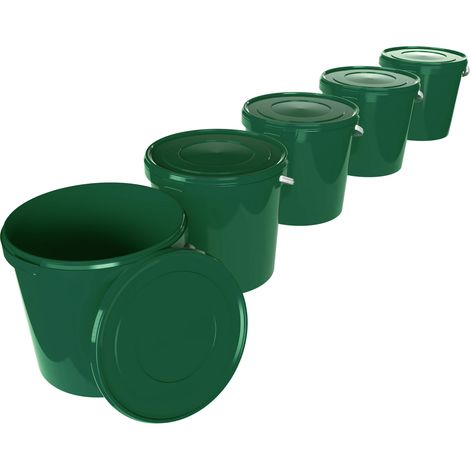 Seau avec couvercle 10 litres en vert - 5 pièces