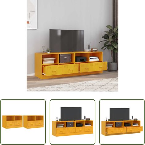 vidaXL Stahl - TV-Schränke 2 Stk. Senfgelb 67x39x44 cm Stahl (1/5)