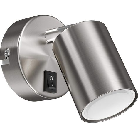 1 Spot mural avec interrupteur, tête orientable 90°, culot GU10, chrome mat, pour salon cuisine bureau (1/5)
