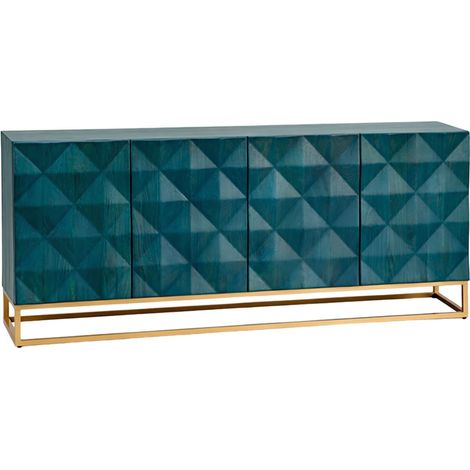 Buffet TERRAKAN 177 cm – Legno di mango turchese e dorato – 4 porte (1/5)