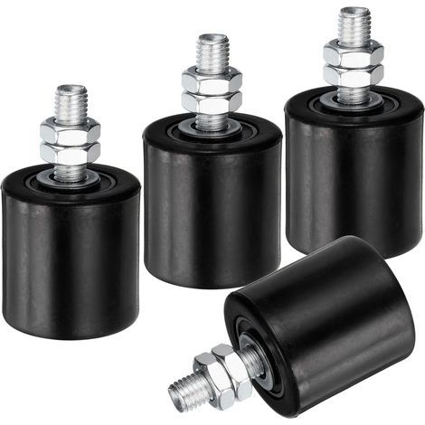 Set mit 4 Schiebetor-Führungsrollen, 5,1 cm Nylon, Torstütze, gekapselte Kugellager-Universalführung für Schiebetüren, schwarz (1/5)