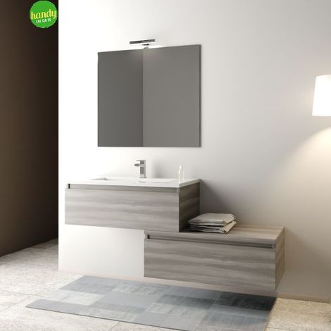 Mobile bagno sospeso con specchiera e lavabo integrato modello andy 135cm composizione completa - olmo Mobo (1/2)