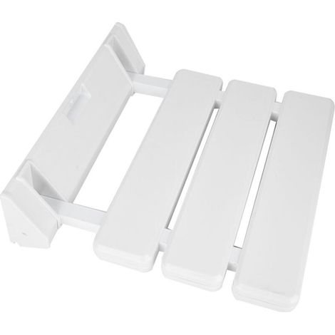 Siège de douche rabattable mural, banc de salle de bain pliable pour sauna domestique, blanc (1/5)