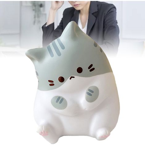 Jouet pour chat mignon et doux, sûr, en PU, à rebond lent, décoratif, coloré, idéal pour la maison, le bureau et les voyages, gris. (1/5)