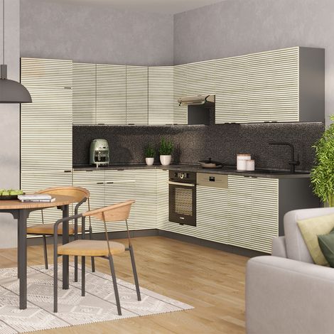 Cuisine en angle Fame-Line, Chêne lambris/anthracite, 227x287cm , PT Anthracite, Vicco