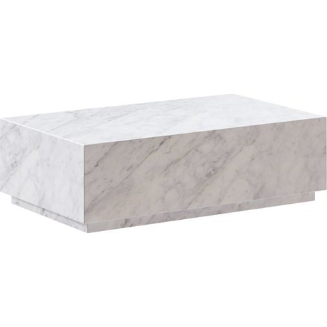 Rendez-Vous Déco – Table basse fixe rectangulaire en marbre Banswara blanc – Longueur 100 cm – Largeur 60 cm – Hauteur 30 cm – Design monolithique