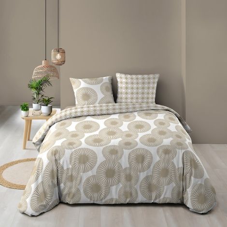 Parure de couette réversible + 260 x 240 cm coton 57 fils + 2 taies Nebulla (1/5)