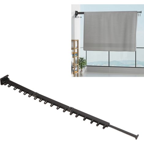 Porte-Habits à Déroulement mural 3 Branches Aluminium sans Perçage pour Dressing et Balcon (1/5)