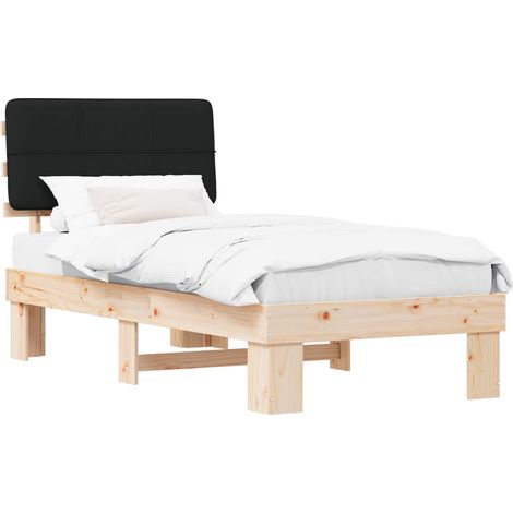 Bed Frame with Upholstered Headboard Black 90 x 200 cm vidaXL (1/5)