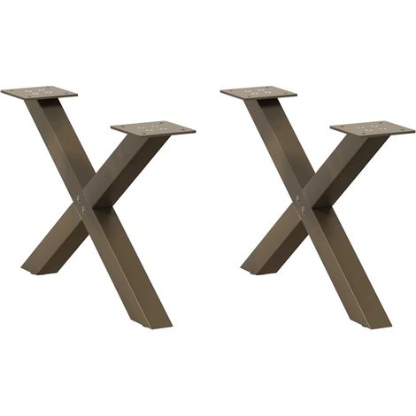 Couchtischbeine X-Form 2 Stk. Naturstahl 60x(30-31) cm Stahl