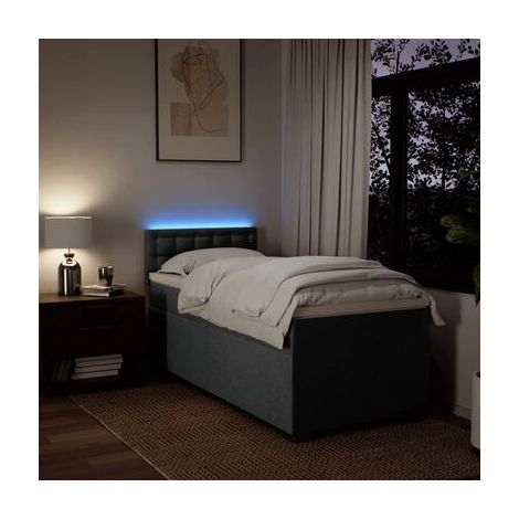 Sommier Snowco (matelas inclus), gris foncé, 80 × 200 cm, tissu, tissu doux et respirant, pour chambre, confort quotidien, assemblage rapide (1/5)