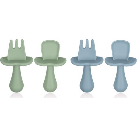 Cuillère pour bébé, ensemble de 4 couverts ergonomiques pour bébé, cuillère pour bébé, idéale pour l'apprentissage de la diversification alimentaire et l'alimentation autonome (1/5)