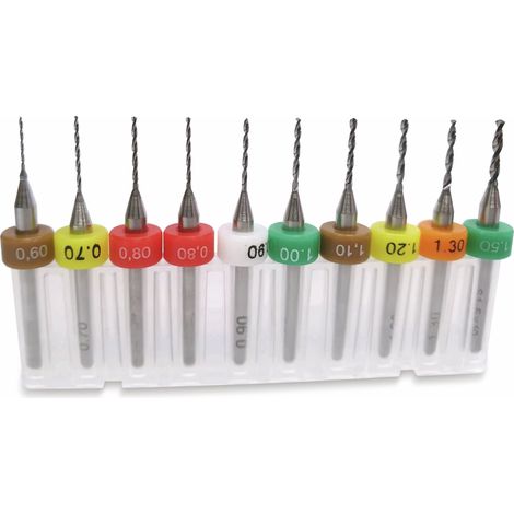 Kit de forets BUNGARD pour circuits imprimés, mélangés, avec bague, (0,6mm-1,5mm) (1/3)