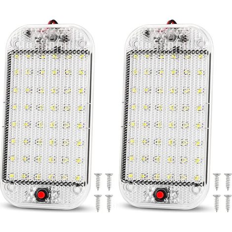 Plafonnier LED - 48 LED - 10 W - Pour Voiture Berline Fourgonnette Camping-Car Camion Bateau - Lampe Intérieure Lecture - Lot de 2 (1/5)