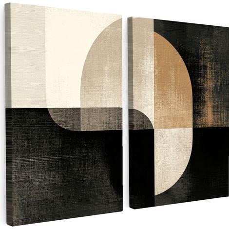 MULTI-PANEL WALL ART Set of 2 Shapes - Abstract - Gold 80x60 cm