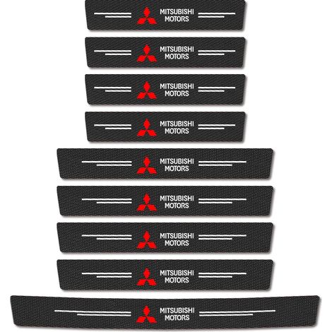 (9 pièces) Autocollants de protection de seuil de porte en fibre de carbone pour Mitsubishi Outlander ASX, Lancer Pajero EVO, L200 et Lancer EX. (1/4)