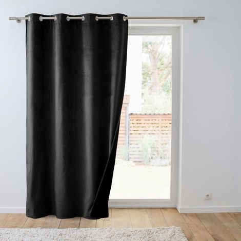 Rideau Isolant Velours "Polarchic" 140x260cm Noir (1/4)