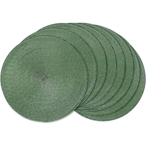 Lot de 8 sets de table ronds tressés de 38,1 cm pour tables de salle à manger, tissés naturels, résistants à la chaleur (olive, 8)'Vert Olive 15 inches set of 8'Vert Olive'15 inches set of 8 (1/5)