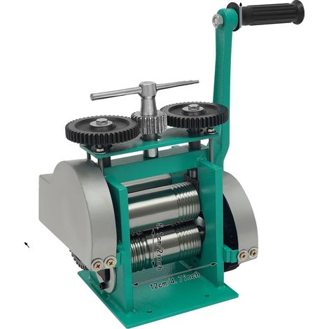 Máquina laminadora de joyería, espaciado de rodillos ajustable, funcionamiento manual, color verde. (1/2)