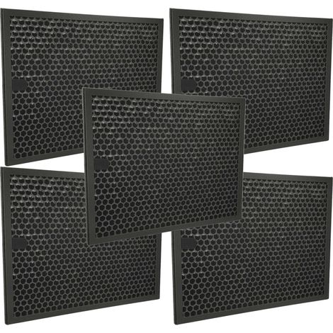 vhbw 5x Aktivkohlefilter kompatibel mit Philips AC4550/10, AC3256/10, AC3259/10 Luftreiniger - Luftfilter Schwarz