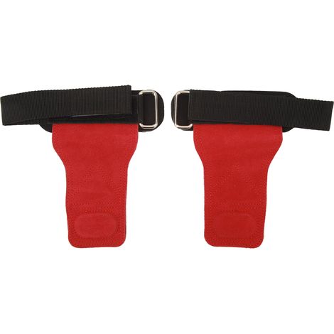 1 Paire de Sangles de Prise pour Haltérophilie en Peau de Vache - Accessoires d'Entraînement Fitness et Musculation Rouge (1/5)