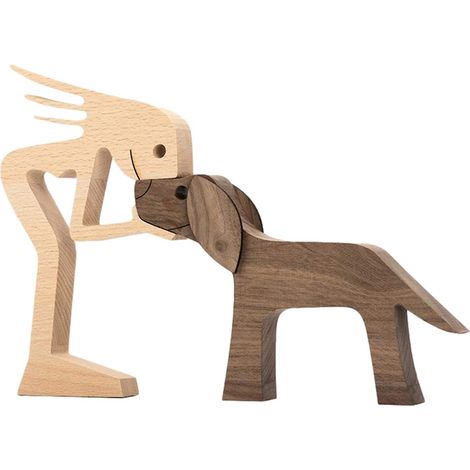 Ornements en bois sculptés représentant une famille de chiots (2024), décorations en bois sculptées pour une famille de chiens (toujours avec moi) (1/5)
