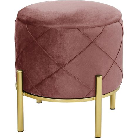 Pouf a scomparto rotonda in velluto trapuntato AKORD SAVANA colore Rose (1/5)