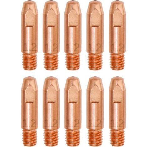 10PCS MB 24KD Accessoires de Soudage 1,2MM Pièces d'usure Pointe de Contact Buses de Soudage MIG 0.0472" Torche de Soudage Embout de Contact M6x27mm (1/5)