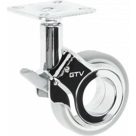 Rueda giratoria para muebles GTV GIRA Ø60 gris con freno KM-GIRA-60MM-ZH-19