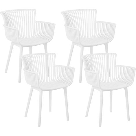 Lot de 4 Chaises à Manger en Plastique Polyvalentes avec Accoudoirs Blanc Pesaro (1/5)