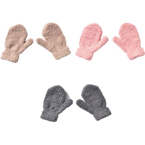 1 Paire Moufles, tricot épaisses, protection froid, enfants 1-4 ans (1/5)