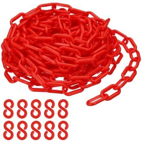 Maillons De Chaîne En Plastique - 700 Cm - 6 Mm - Pour Barrières De Sécurité Et Délimitation De Zones - Rouge (1/5)