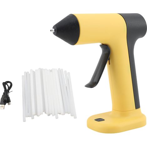 Pistolet colle chaude sans fil arrêt auto – Petit rechargeable fusion avec 30 bâtons bijoux circuit imprimé jaune (1/4)